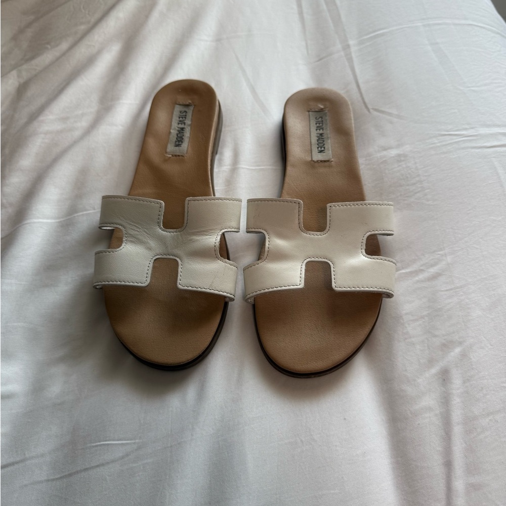 Steve Madden White Slide Sandals